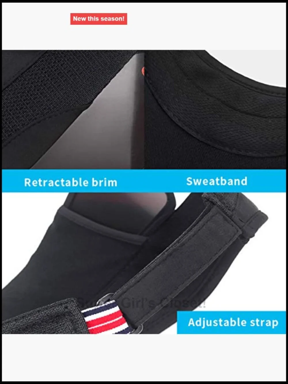 Adjustable Golf Sun Visor Hat with Retractable Brim UV Protection